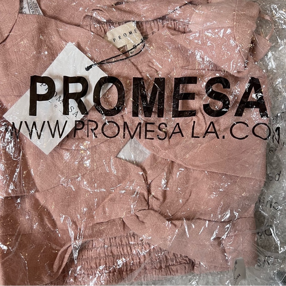 Promesa Cotton/Linen Blend Double Tie Front Crop Top - Size Small - Picture 4 of 4